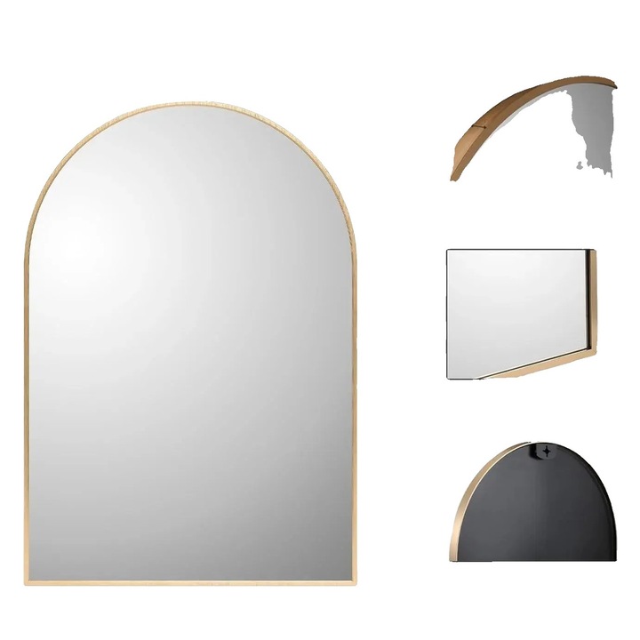 Fali tükör, 66x96cm, ovális forma, biztonsági üveg, alumínium keret