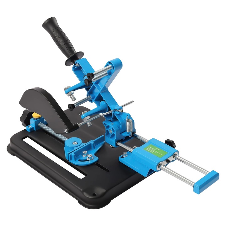 Suport pentru polizor unghiular, unghi de taiere ajustabil 0-45, constructie din fonta, negru, adancime de taiere 9cm