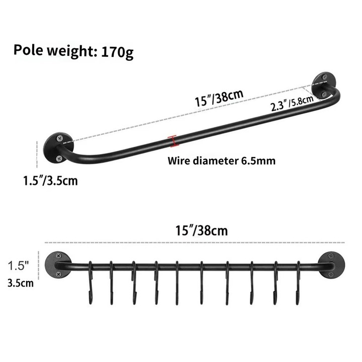 Cuier, suport multifunctional, negru