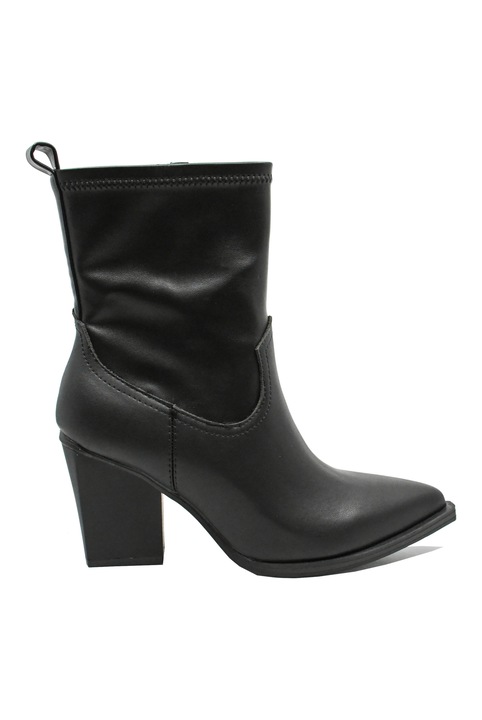 Ghete dama ciocate Anna Viotti cu toc inalt, negre, din piele naturala GOR29802, Negru