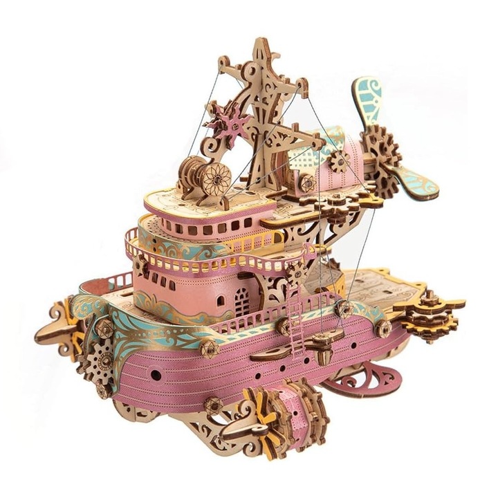 3D-s kirakó, Álmok hajója, rózsaszín, keményfa, fa, 102 darabos