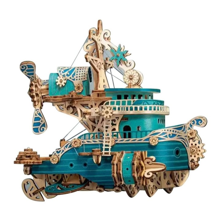 3D-s kirakó, Álmok hajója, kék, keményfa, fa, 102 darabos