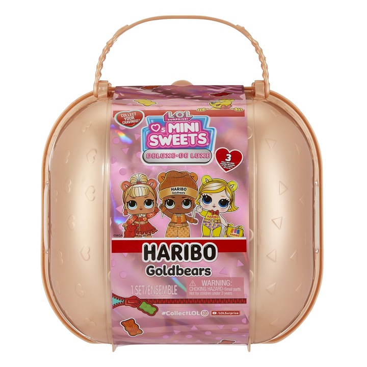 LOL Surprise! Loves Mini Sweets Deluxe X Haribo - Златни мечета - Включва 3 кукли, вдъхновени от сладкиши, забавни аксесоари и мокра изненада - Колекционерски кукли, подходящи за деца над 4 години