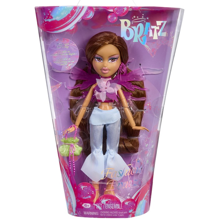 Papusa Bratz Fashion Pixiez Yasmin - Papusa de colectie cu accesorii reale, aripi transformabile, multicolor