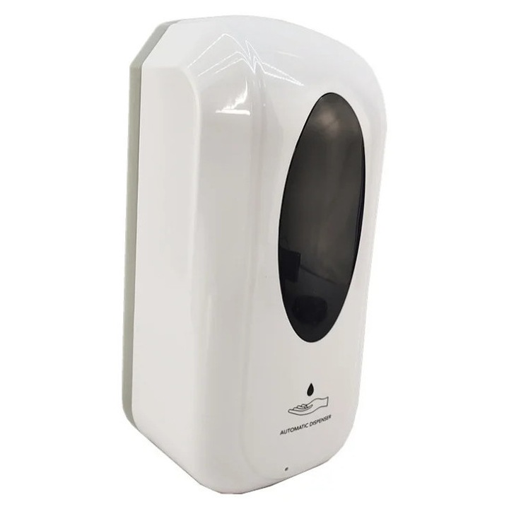 Dispenser Automat de Soltie Dezinfectanta si Sapun Lichid cu Senzor Touch-less, 1000 ml, Alimentare DC si Baterii, Ideal pentru HORECA, Scoli, Clinici, Spitale, Alb