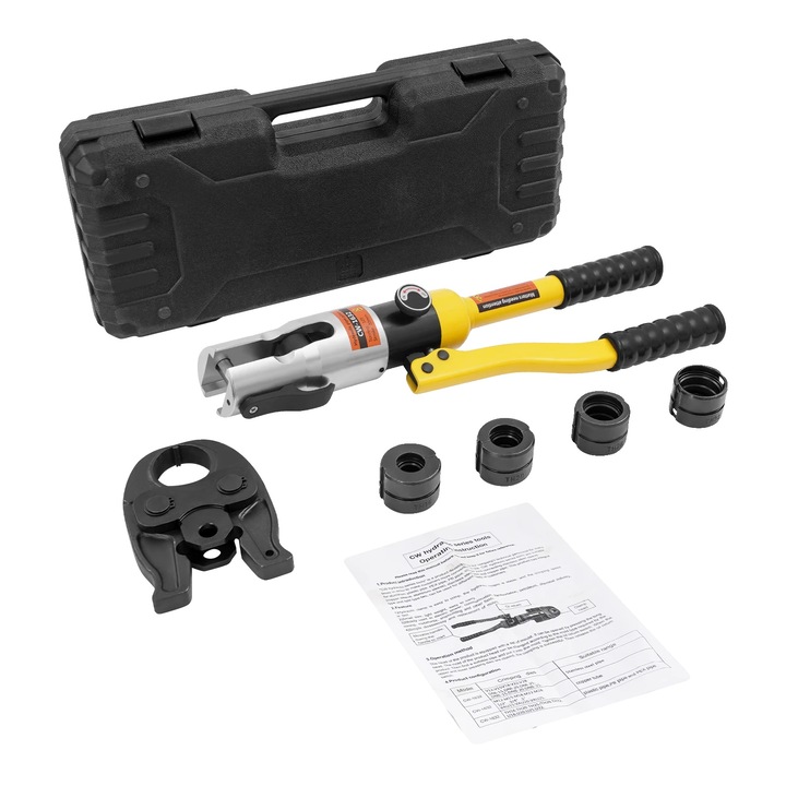 Хидравлични клещи, 10 T максимална сила, универсални размери на матрицата, жълт, 45x22x11cm