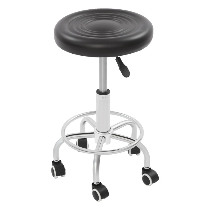 Scaun bar, inaltime ajustabila 45-57cm, rotativ 360°, 5 roti, capacitate maxima 150kg, modern