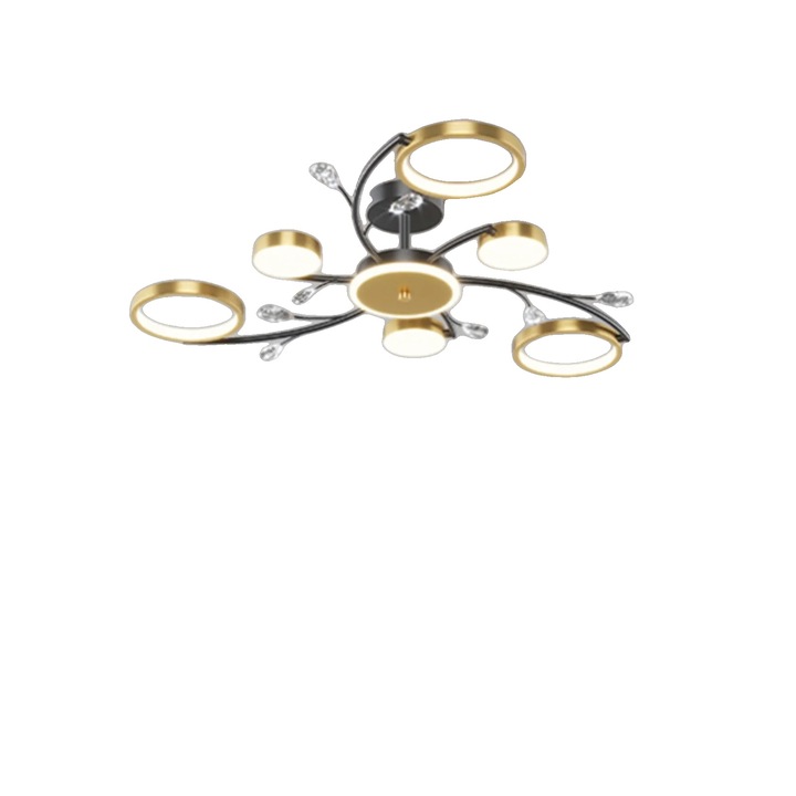 Plafoniera cu 6 lumini, dimabila, control prin aplicatie si telecomanda, design elegant, 10-25mp, multicolor