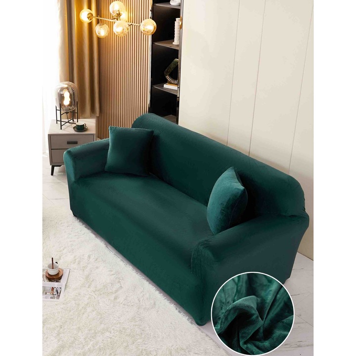 Husa elastica din catifea pentru canapea XL 230-280 cm cu brate, MHR-1626