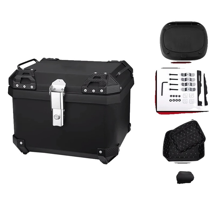 Motoros tárolódoboz, 45L, matt fekete, vízálló kialakítás, rögzítőrendszerrel