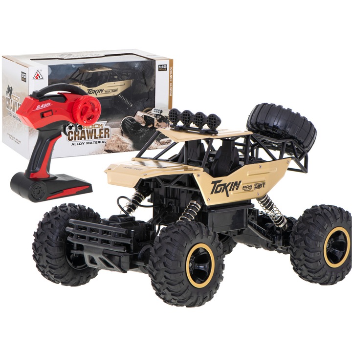 Masinarca Zdalnie Sterowana RC Rock Crawler 1:12 4WD Metal Zlata, 34x16x20cm, set complet