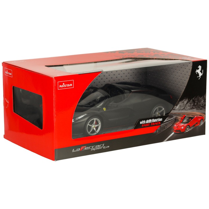 RC Ferrari LaFerrari Aperta autó, Rastar, 1:14, fekete, készlet vezérlővel