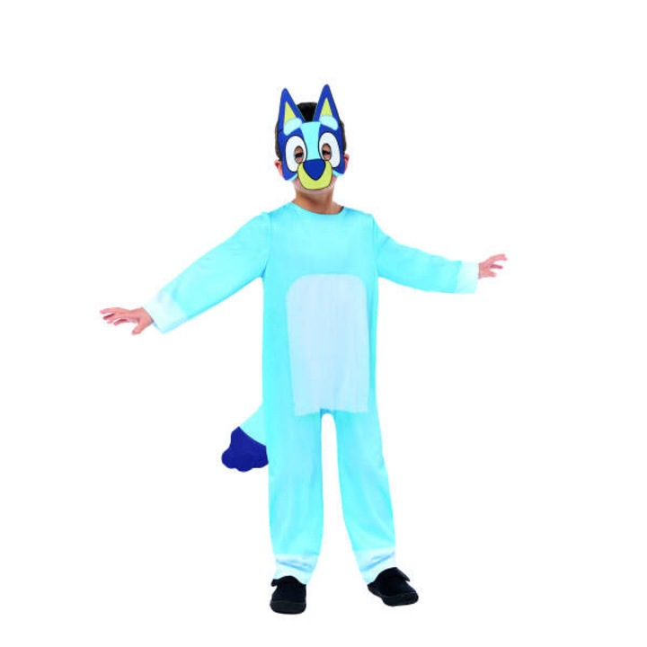 Costum Bluey pentru copii 2-3 ani, cu masca si coada, albastru