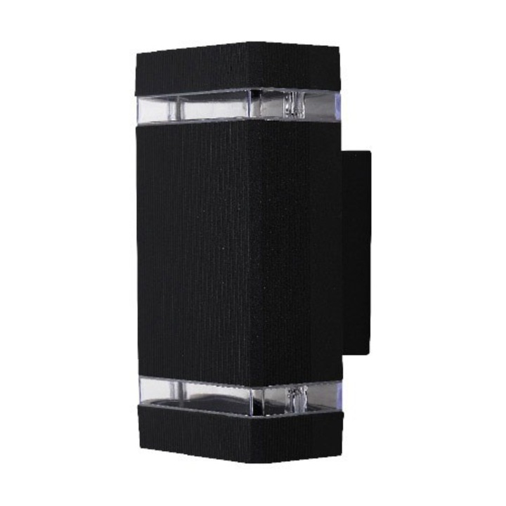 Lampa De Perete Negru Ip54 2XGu5.3 Alu.+Pc 100*110*230Mm, Klaus KE46414 (10)