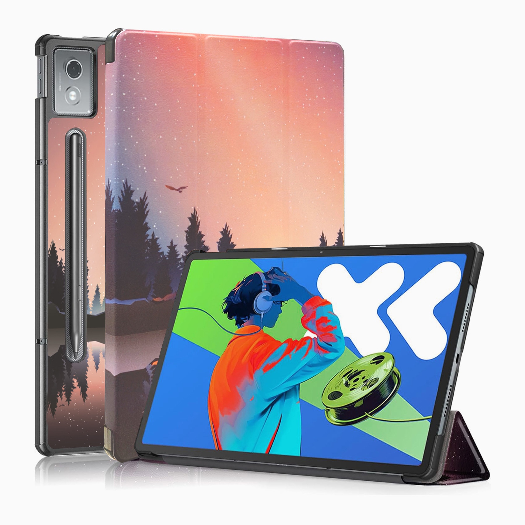 Husa tableta, Pentru Lenovo Idea Tab Pro 12.7 inch 2025, TB-373FU/TB-373ZC/TB-375FC, auto functie sleep/wake tip stand, Peisajul