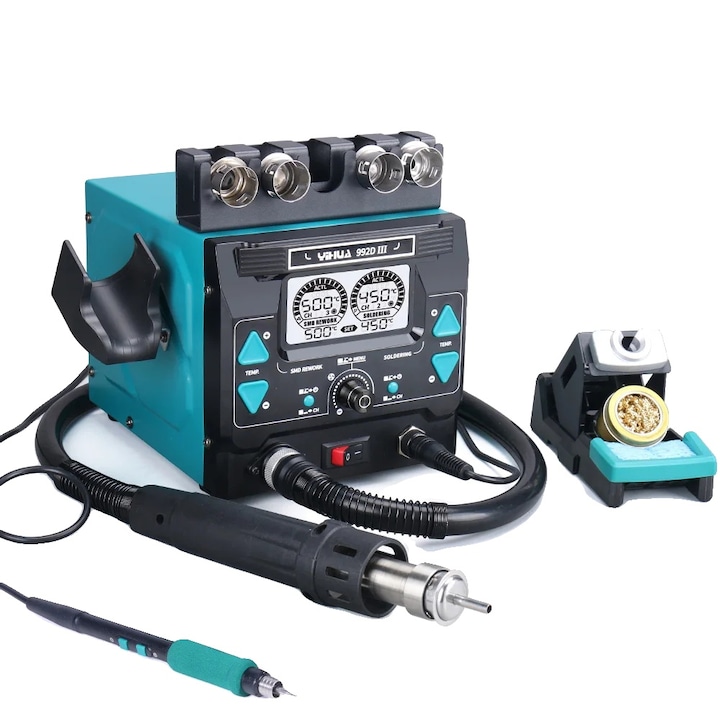 Станция за запояване с горещ въздух 2 в 1, регулируем контрол на температурата, комплект, 220V-240EU, компактни размери