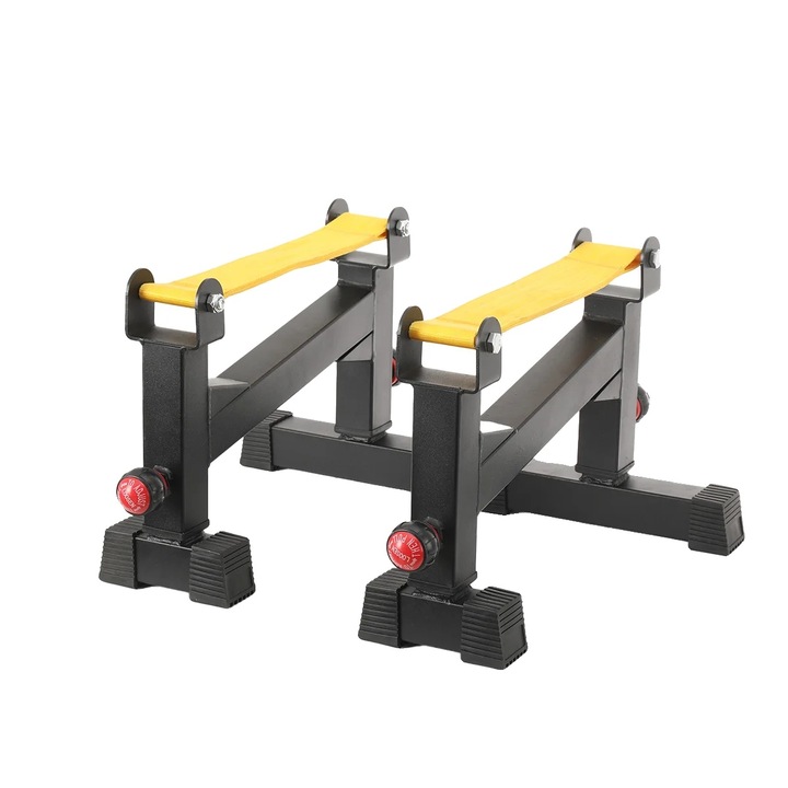 Suport reglabil pentru haltere, inaltime ajustabila 30-40 cm, capacitate maxima 300 kg, constructie din nylon si otel carbon, design de tip floor standing