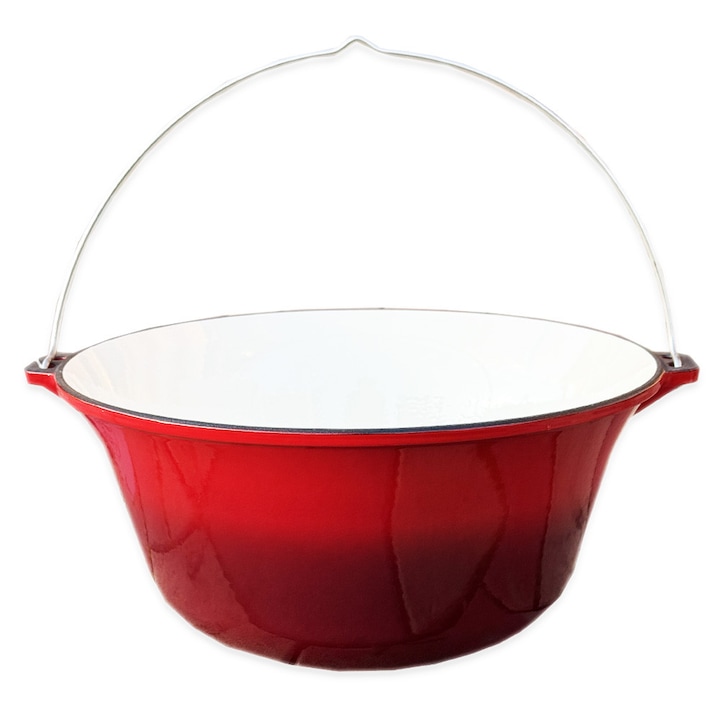 Ceaun din fonta 22L, emailat rosu, cu agatator, Cooking with Xelon®