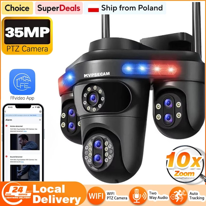 Camera de supraveghere, 10X zoom optic, viziune nocturna, neagra