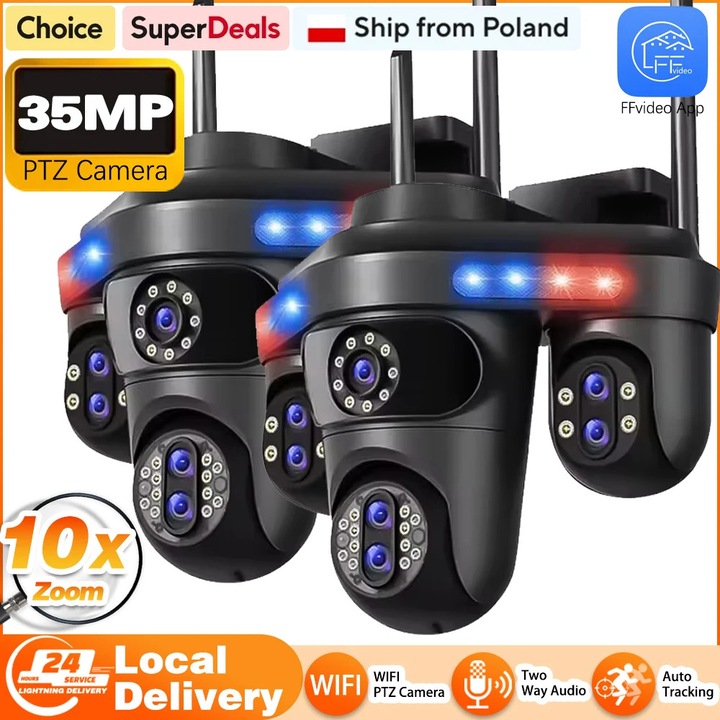 Set 2x camere de supraveghere, 10X zoom optic, viziune nocturna, negru, conectivitate WiFi