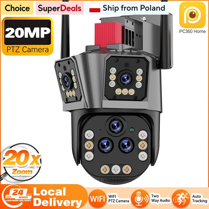 Camera de supraveghere, 10K, 20MP, multi-lentila