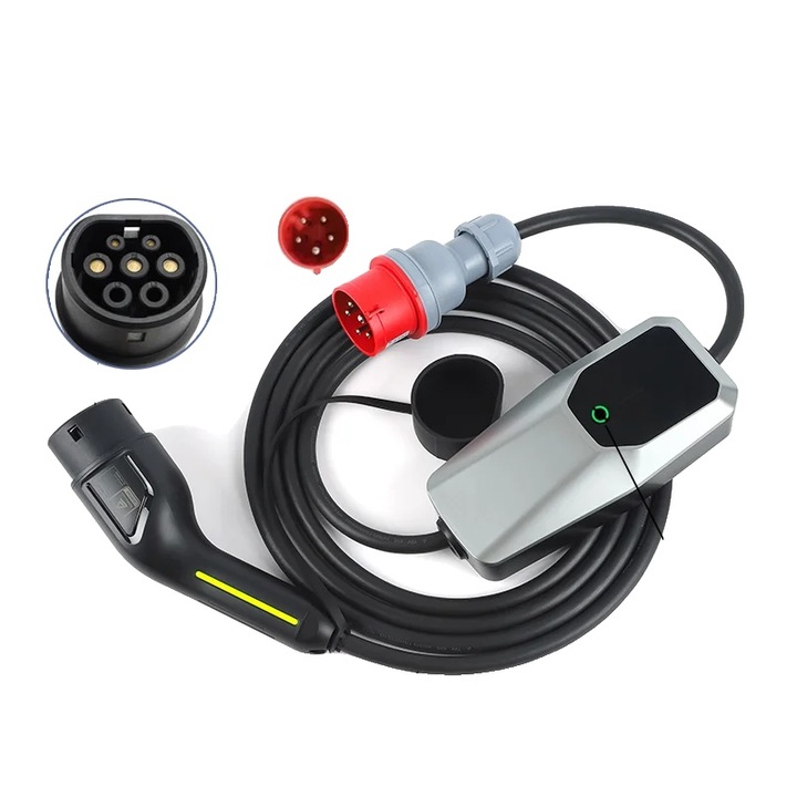 Incarcator EV, 11KW, compatibilitate Type 1 si Type 2, 15 metri, protectie la scurgeri