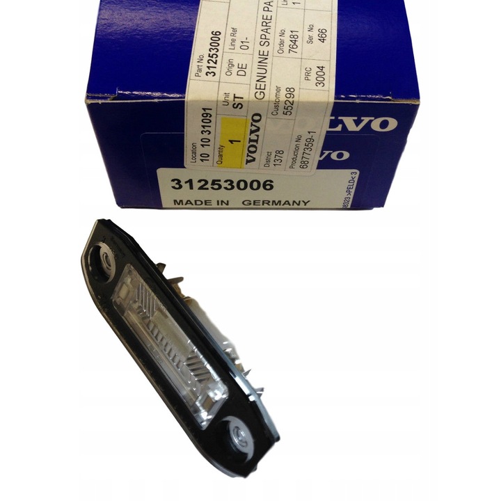 Lámpa rendszámtáblához Volvo, 31253006 OE, izzóval együtt