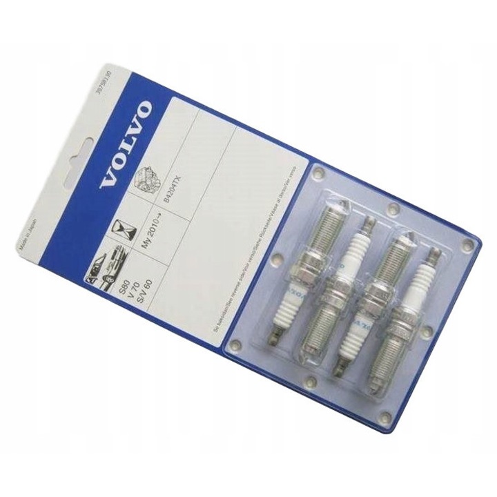 Set bujii Volvo 30758130 pentru S60, V60, XC60, V70, S80, 4 cilindri, 2,0 turbo