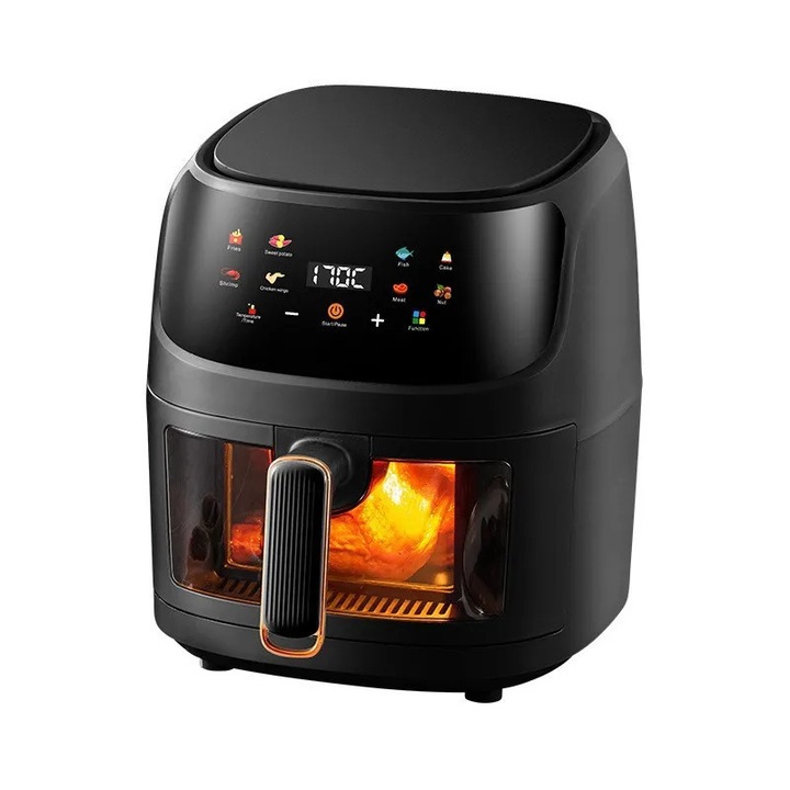 Fripteuza fara ulei Linbox 4,5L/1400W, 8 programe, negru, 31,5x26x26cm