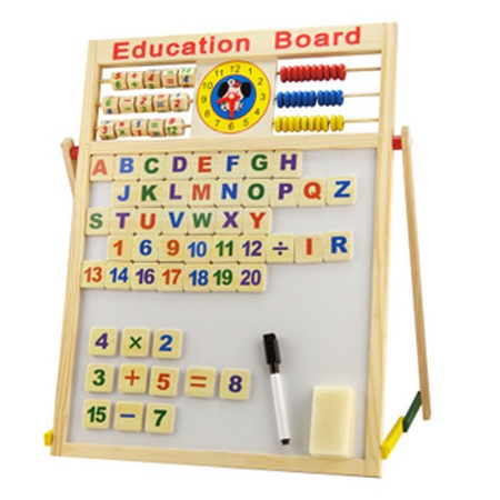 Tabla magnetica de scris cu doua fete si socotitoare, Education Board, Mare 46cm x 41cm