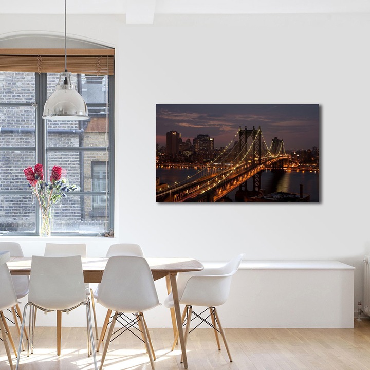 Tablou VarioView MoonLight Fosforescent Luminos in Urban Orase Lumini pe pod, 40 x 60 cm