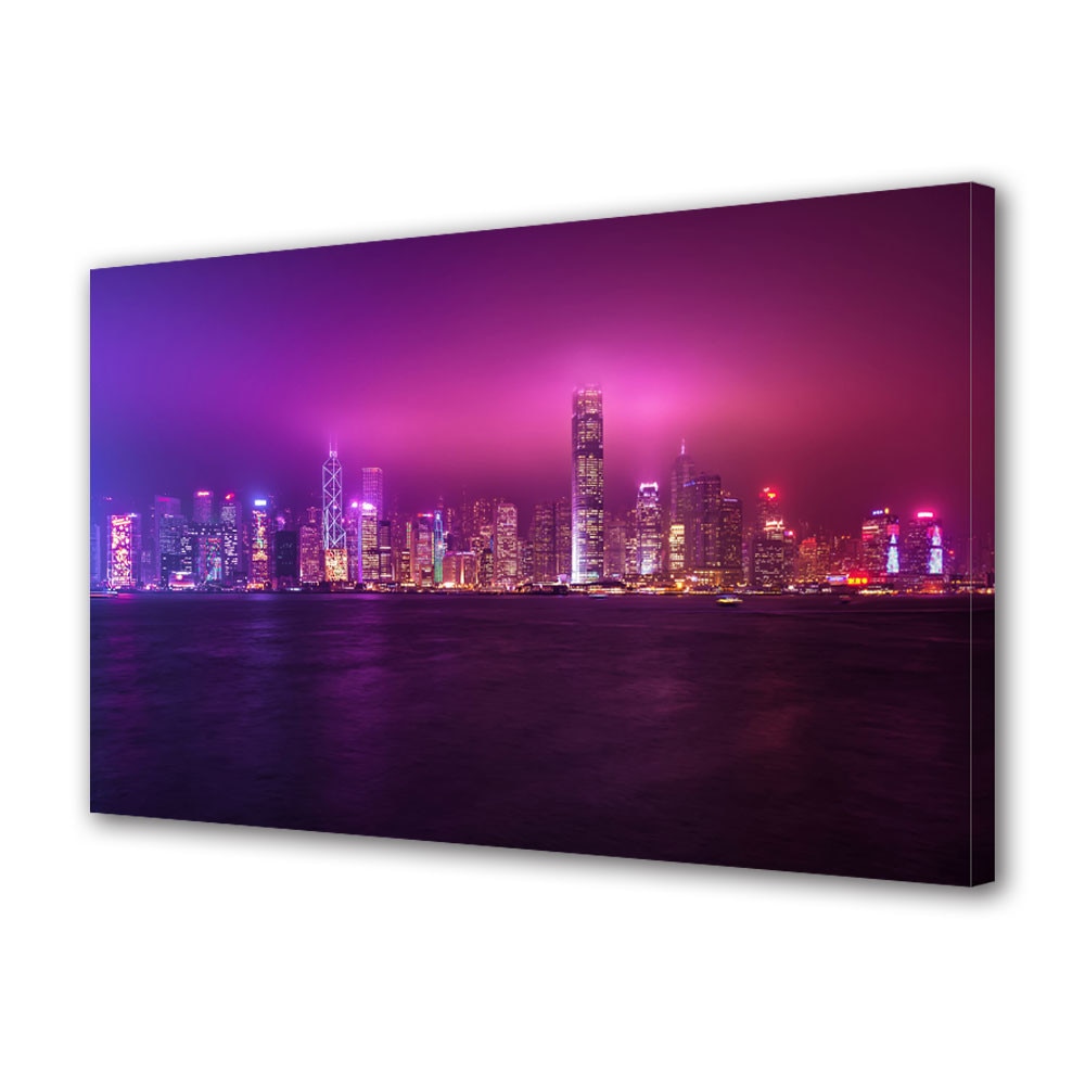 Tablou VarioView MoonLight Fosforescent Luminos in Urban Orase Hong Kong China, 20 x 30 cm