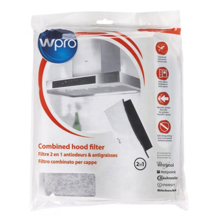 Filtru universal grasime-carbon Wpro 08524, 2 in 1, ignifug, 47x57 cm