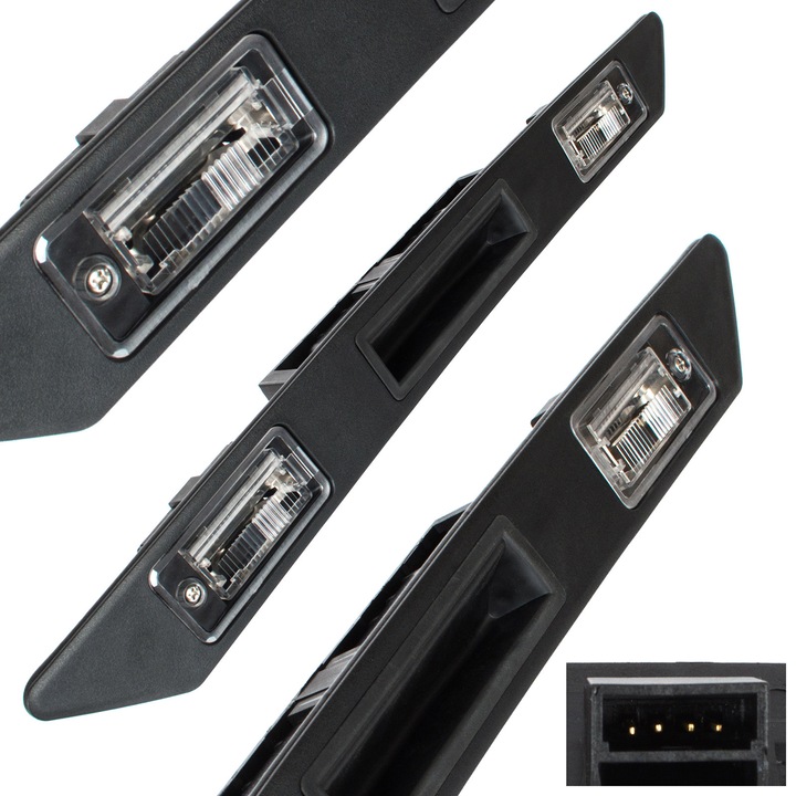 Bara iluminare numar de inmatriculare cu microcomutator pentru Audi A3 A4 A6 Q7, 4 pini, set cu becuri