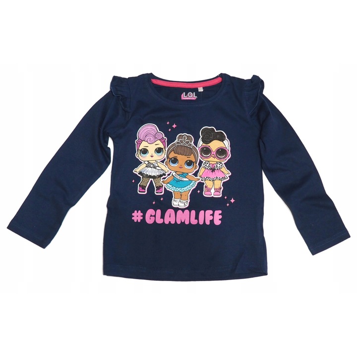 Bluza bumbac, maneca lunga, LOL SURPRISE Glamlife 34398, Bleumarin