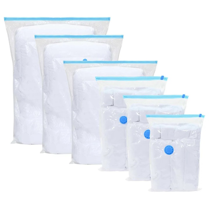 Set Pungi de stocare 50 pcs vidaXL, Transparent si Albastru 130 x 100 cm