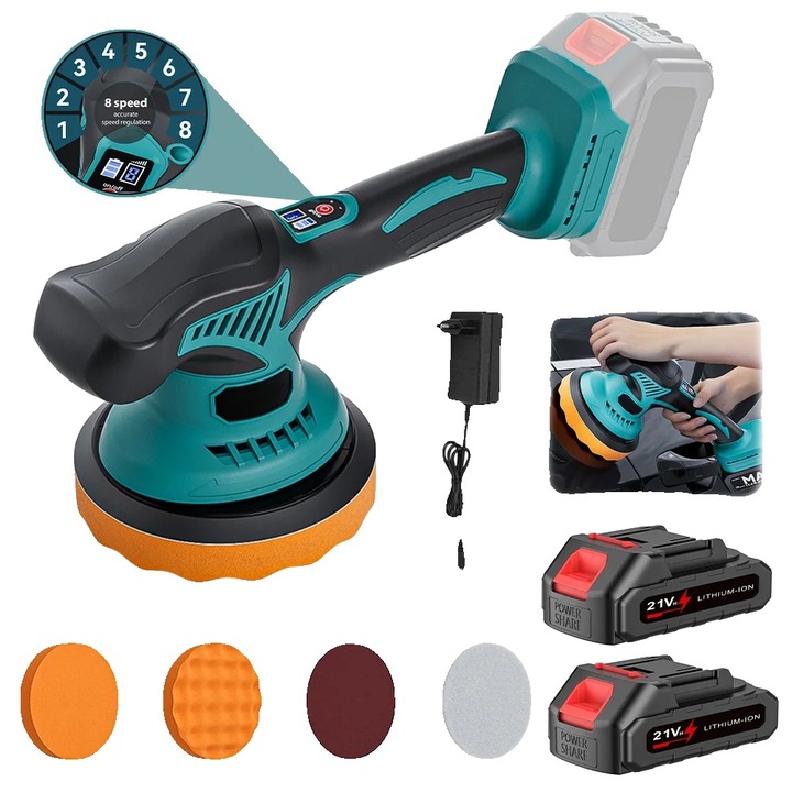 Masina de polisat, viteza ajustabila, 2 baterii, 150mm, alimentare cu acumulator