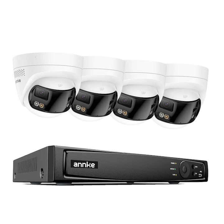 Kit Supraveghere, techage, 8MP, 2 camere, comunicare bidirectionala, IP66, 1T, priza EU