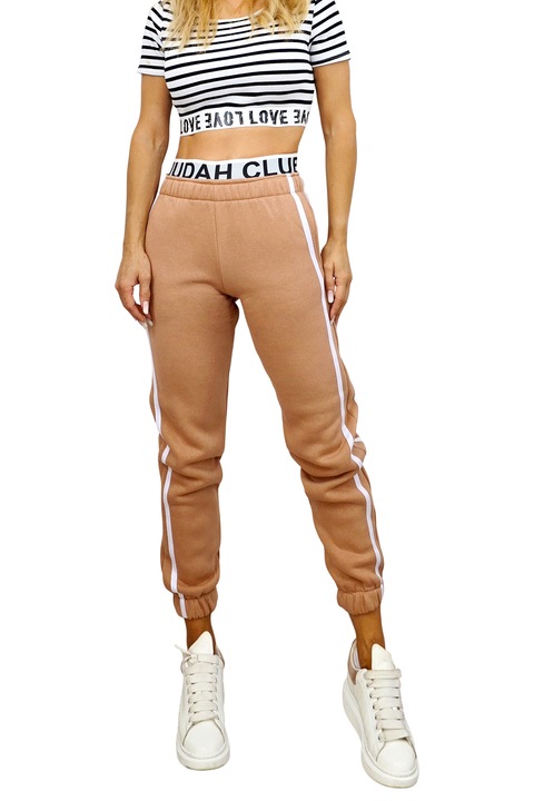 Pantaloni vatuiti cu bumbac, MOVEN Club si banda elastica, BEJ, Marimea L, FashionForYou