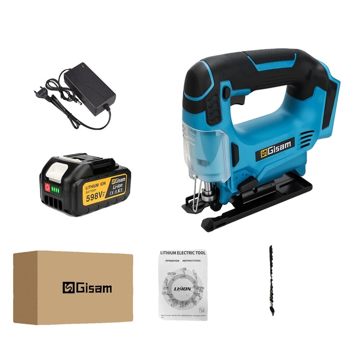 Fierastraie electric, motor fara perii, viteza ajustabila, 1 baterie, 135mm, 45 grade