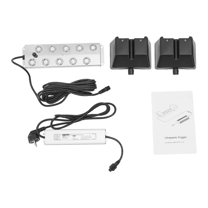 Generator de ceata ultrasonic, 10 capete, otel inoxidabil durabil, negru