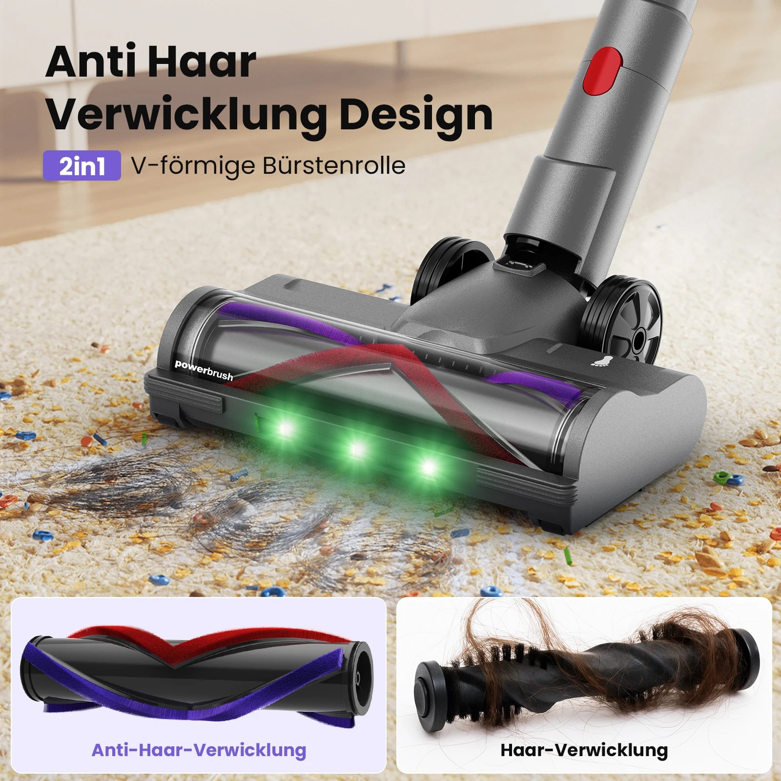 Aspirator fără fir, 58.000 Pa, autonomie 80 minute, Multicolor