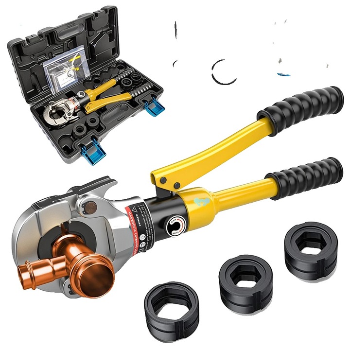 Hidraulikus prés, 360°-ban forgatható fej, PEX csövekkel kompatibilis, 6MM / 20MM / 25MM / 32MM készlet