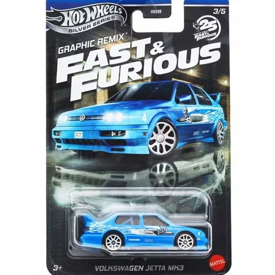 Set 5 masinute metalice Hot Wheels, Silver Series Fast & Furious