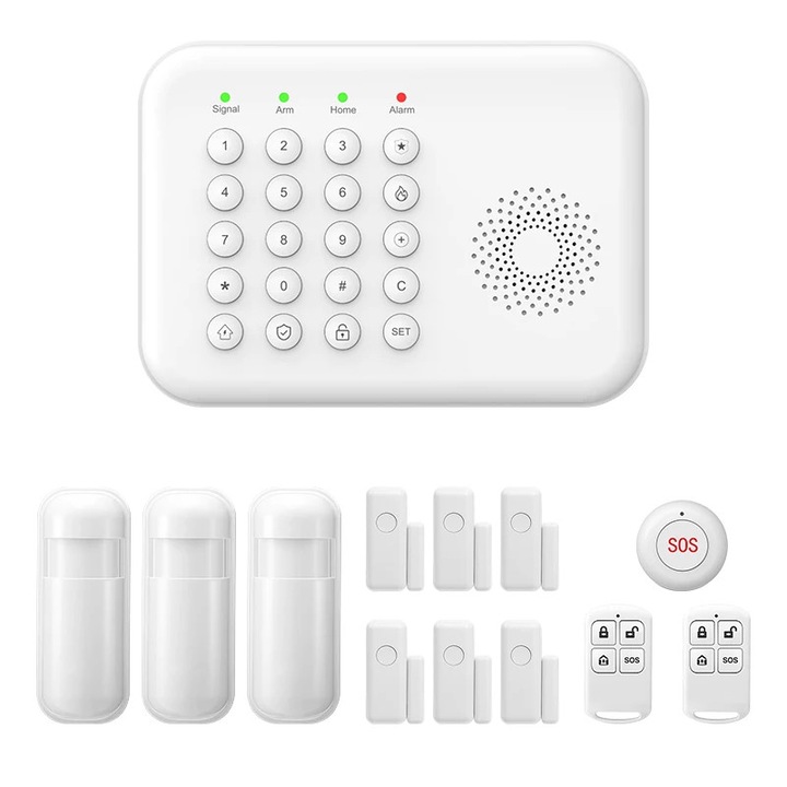 Kit Supraveghere si Securitate, A02 GSM, Conexiune Wireless, Compatibilitate Smart Home, 99 zone, Plug DEU