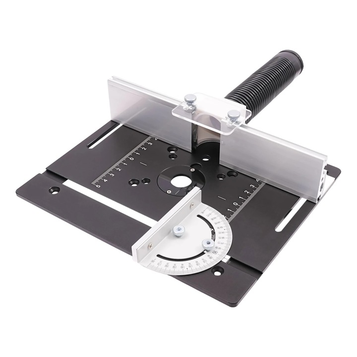 Placa de insertie pentru masa de frezat, constructie durabila, performanta precisa, neagra, 24x20cm, set complet