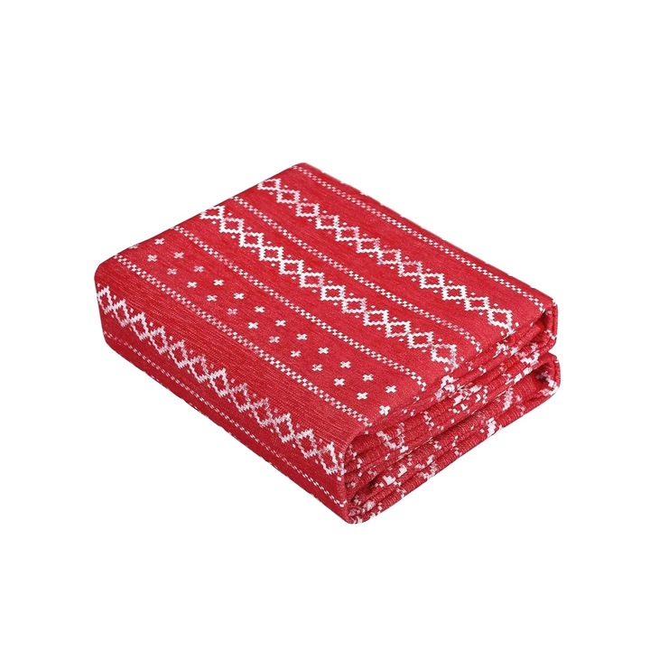 Covor, geometric, rosu, 60x180cm, utilizare interioara, lavabil la masina