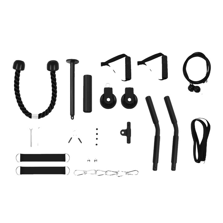Aparat multifunctional, set, ajustabil, antrenament versatil, negru, 120kg