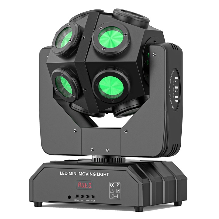 Lumina mobila, efecte RGBW, moduri de control versatile, 10000 ore viata, 540xinfinit rotire, priza EU