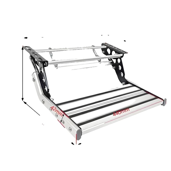 Scara de lucru pliabila, aluminiu, suprafata antiderapanta, argintie, 535x560x185mm, capacitate maxima 150kg